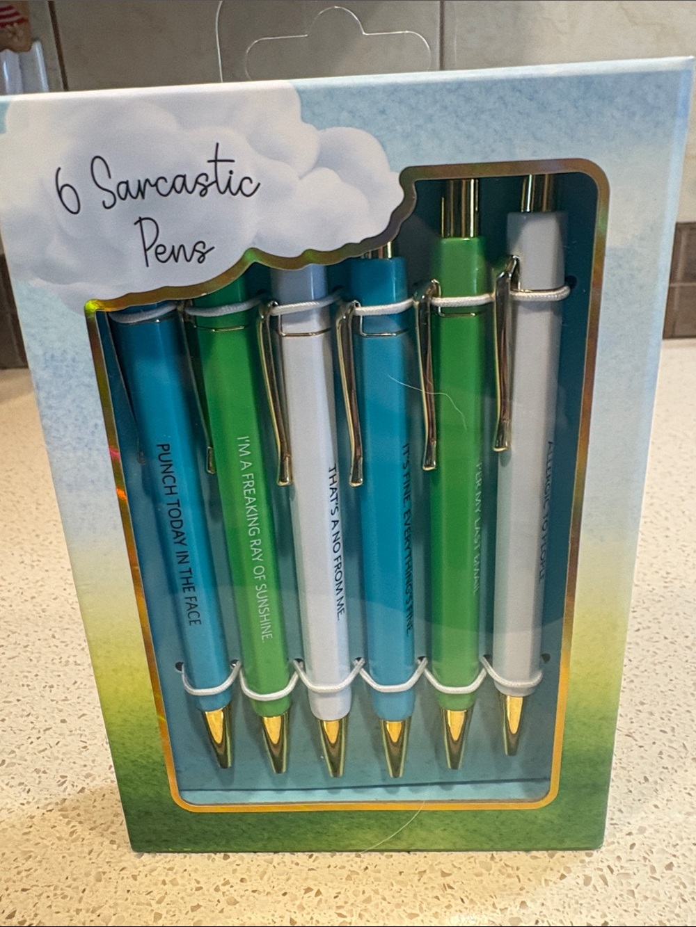 Sarcastic Pens Set NWT Green & Teal Ballpoint Pens (6-Pack)